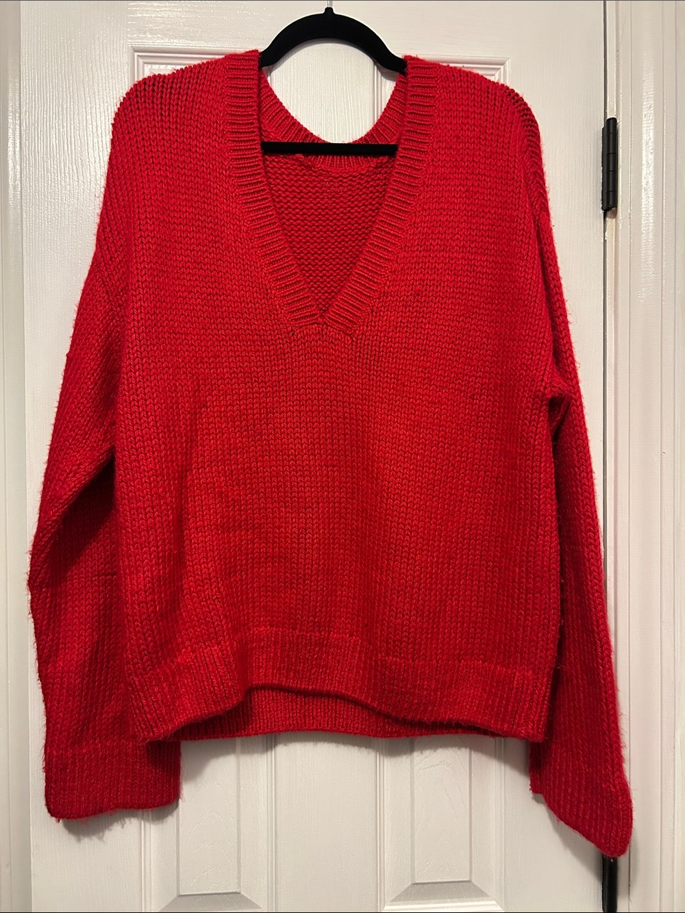 Red Chunky Knit Deep V-Neck Sweater Pink Victoria's Secret
